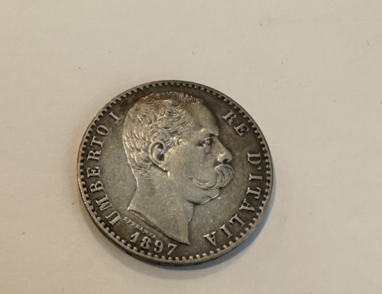 1897 R 2 LIRE SILVER COIN