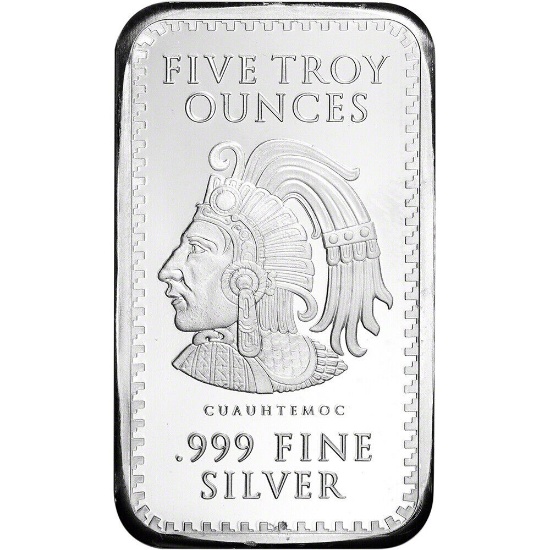 5 oz Golden State Mint Silver Bar Aztec Calendar .999 Fine