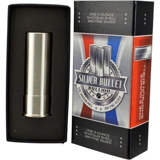 5 oz Silver Bullet Shotgun Shell 12 Gauge - .999 Fine in Gift Box