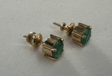 18k GOLD EARRINGS + NATURAL COLOMBIAN EMERALDS STUDS