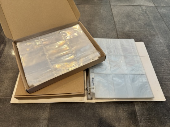 Binder and Two Boxes of 9-Pocket Card Protecting Sleeves