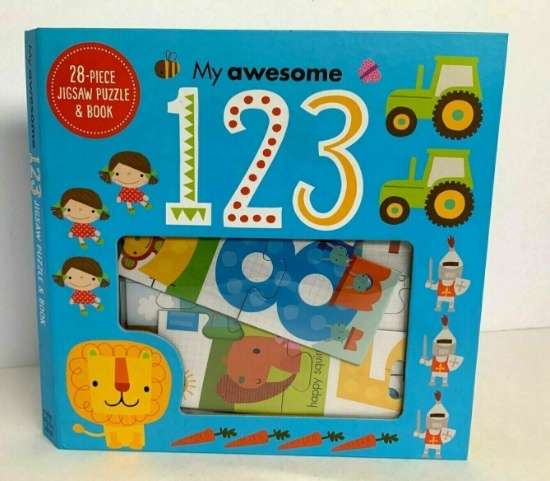 My Awesome 123 28-Piece Jigsaw Puzzle & Book! By Dawn Machell NEW
