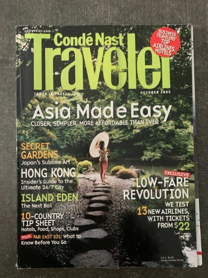Conde Nast Traveler Magazine October 2005 Asia Made Easy on the Cover