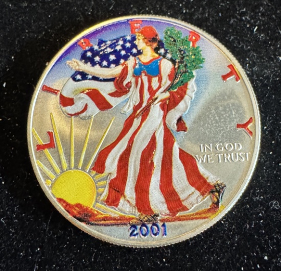 2001 $1 American Silver Eagle 1oz Colorized 1 Dollar Silver Coin
