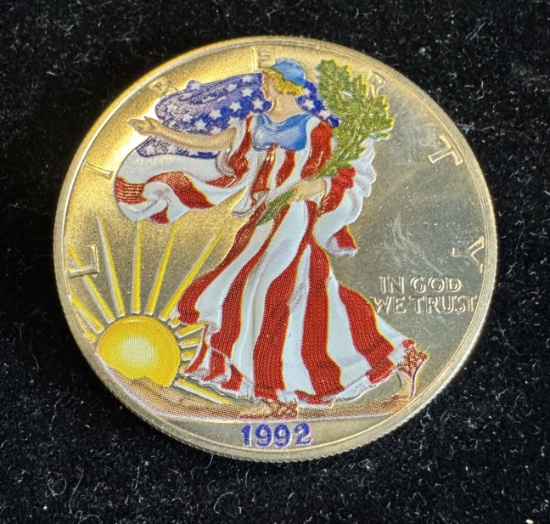 1992 $1 American Silver Eagle 1oz Colorized 1 Dollar Silver Coin