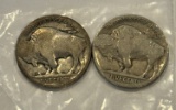 Set of 2 Indian Head 5 Cent Buffalo Nickel, Type 2 (1913-1938)