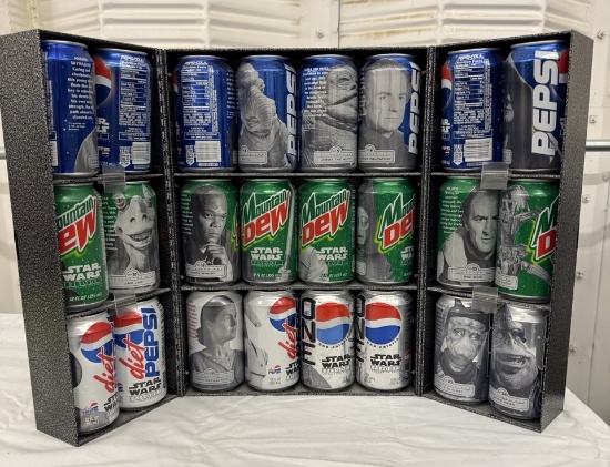 Vintage 1999 Star Wars Episode I Pepsi Collectible Can Set – Complete 24-Can Display – Promotional
