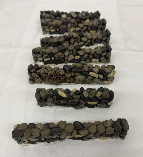 Set of Christmas Village Fieldstone Wall Falls – Holiday Miniature Collectible