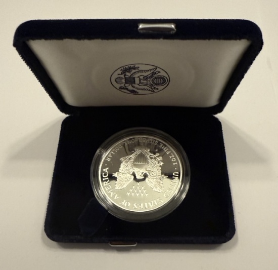 American Eagle Proof Silver Dollar Coin in Case