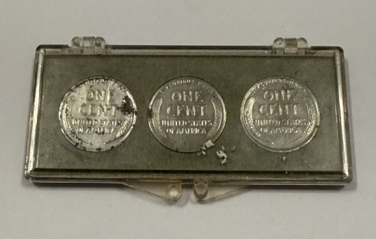 Set of Three 1943 Steel Lincoln Wheat Cents - P-D-S Mint