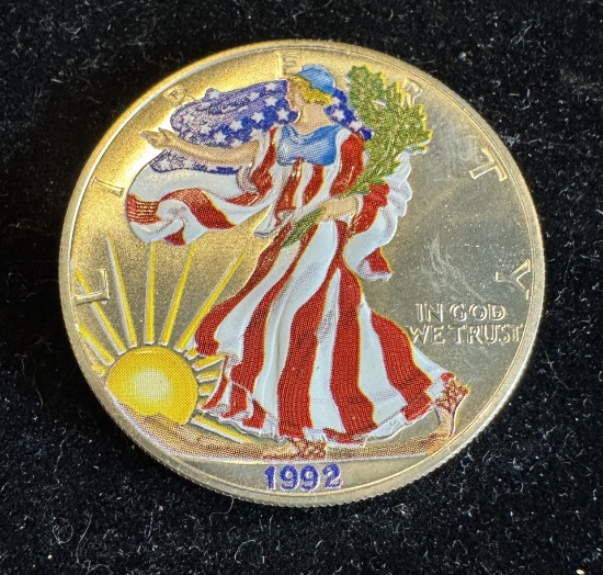 1992 $1 American Silver Eagle 1oz Colorized 1 Dollar Silver Coin