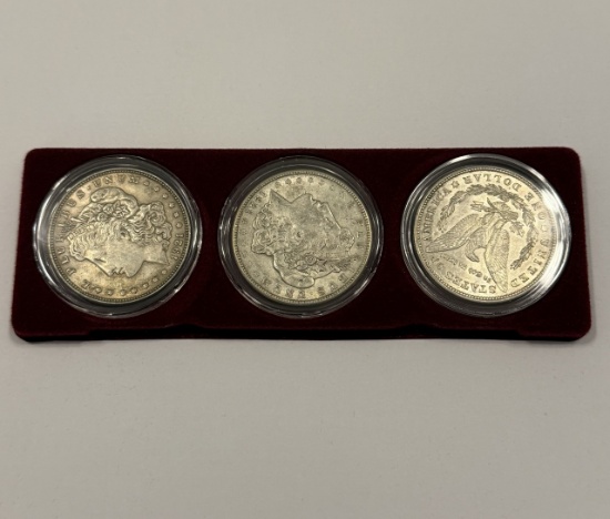 Set of Three 1921 Morgan Silver Dollar Coins