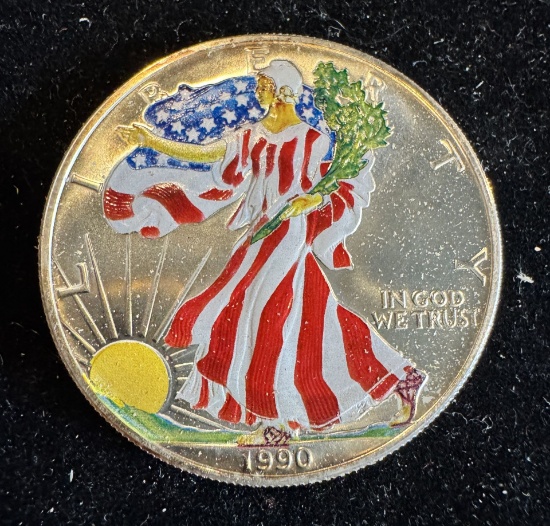 1990 $1 American Silver Eagle 1oz Colorized 1 Dollar Silver Coin