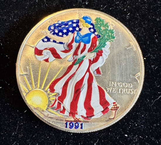 1991 $1 American Silver Eagle 1oz Colorized 1 Dollar Silver Coin