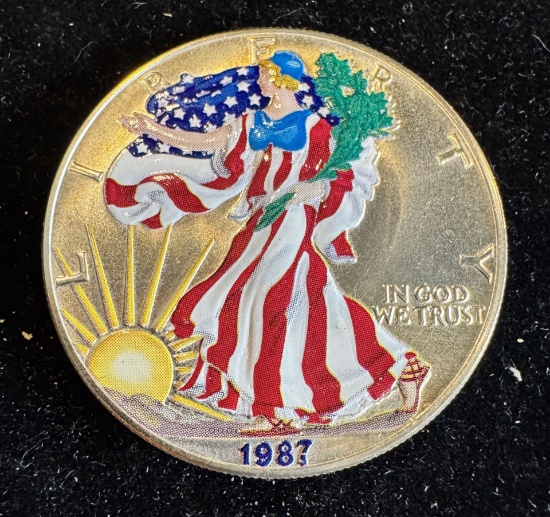 1987 $1 American Silver Eagle 1oz Colorized 1 Dollar Silver Coin
