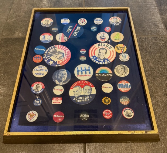 Vintage Framed U.S. Presidential Campaign Button Collection