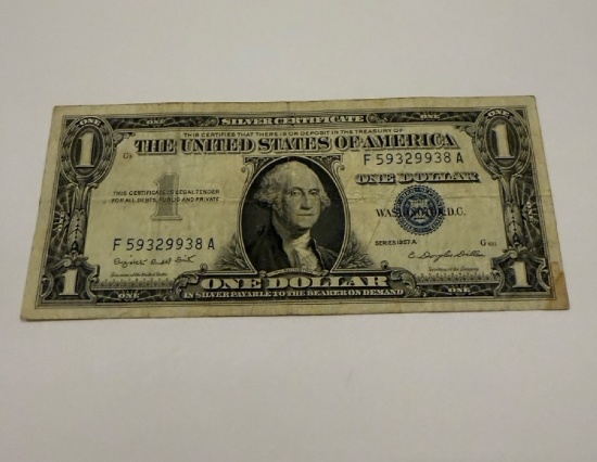 1957 A $1 One Dollar Silver Certificate – Blue Seal Note