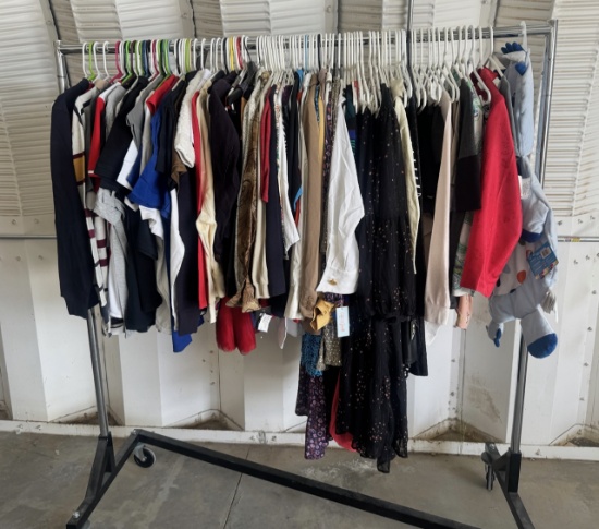Lot of Mixed Women's and Men's Clothing – Mostly Name Brand, New & Pre-Owned (No Rack Included)