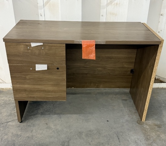 Wood Right-Pedestal Office Desk with 1 Box Drawer and 1 File Drawer