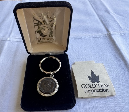 Statue of Liberty Centennial 1886-1986 Copper Key Ring Medallion - In Case