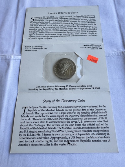 1988 Space Shuttle Discovery $5 Commemorative Coin – Republic of the Marshall Islands