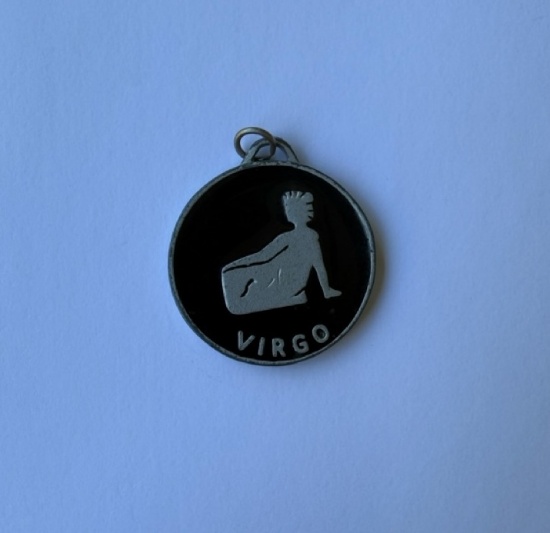 Virgo Black & Silver Metal Zodiac Pendant