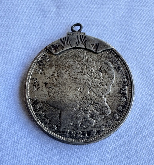 Vintage 1921 Morgan Dollar Bezel Pendant