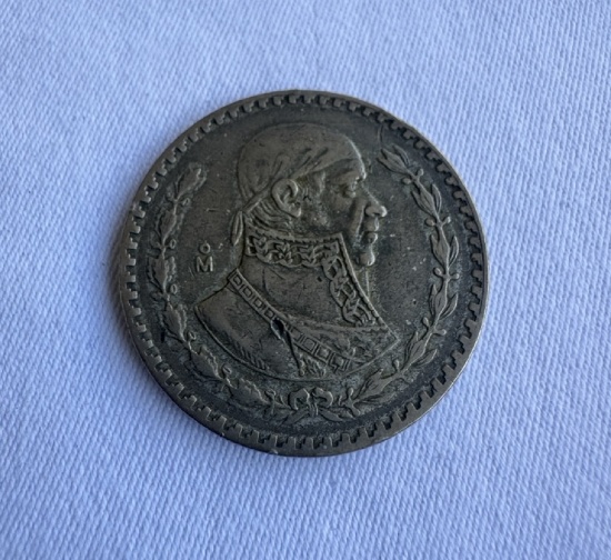 1958 Mexico 1 Peso Coin – José María Morelos Portrait