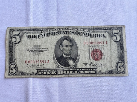 1953-A United States Five Dollar Note – Red Seal