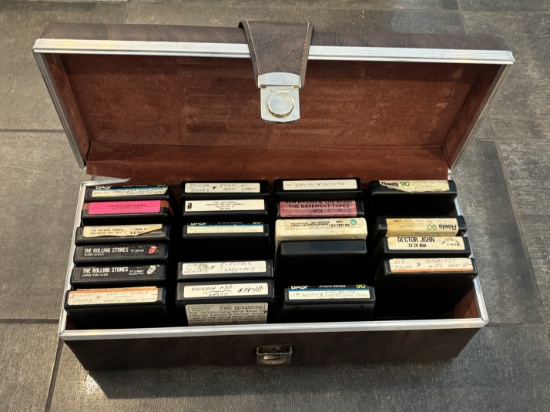 Small Case Full of 20-Track Tapes –Includes The Beatles, Rolling Stones & More –Music Collectible