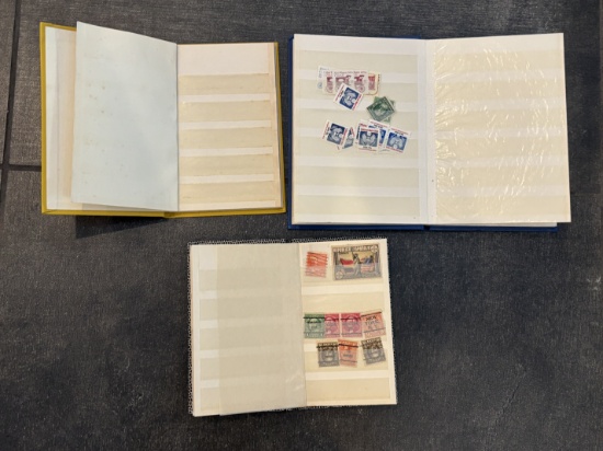 Set of 3 Stamp Collection Albums – Assorted Collectible Postage Stamps