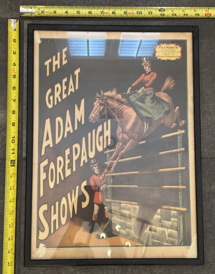 Framed 1960 Circus Poster – The Great Adam Forepaugh Shows – Vintage Wall Art 14.5x20