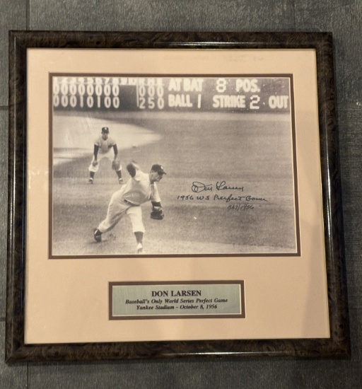 Don Larsen Signed & Framed Photo with Plaque – 1956 World Series Perfect Game – Yankees Collectible