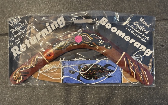 Hand Painted Returning Boomerang in Case