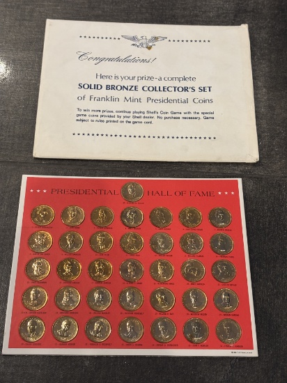 Complete Solid Bronze Collector’s Set of Franklin Mint Presidential Coins