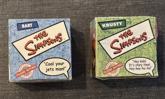 RARE The Simpsons Krusty & Bart Talking Watches – Burger King Collectibles in Box