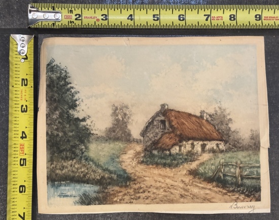 Vintage Country House Art Print Signed – Collectible 8.5x6.5