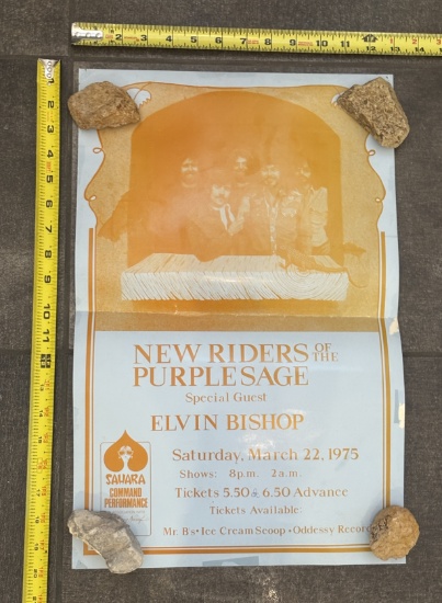 Vintage 1975 Concert Poster – New Riders of the Purple Sage - Collectible 13x20