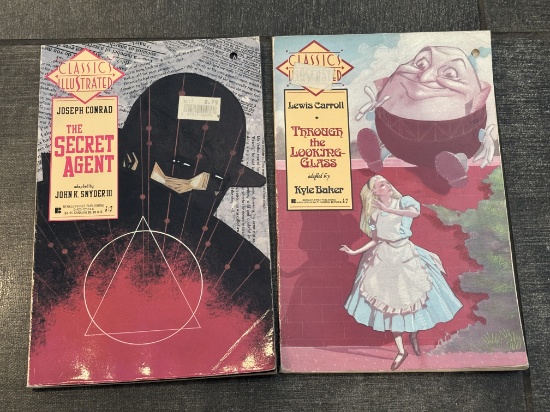 Set of 2 Classics Illustrated Books – The Secret Agent & Through the Looking-Glass by Lewis Carroll