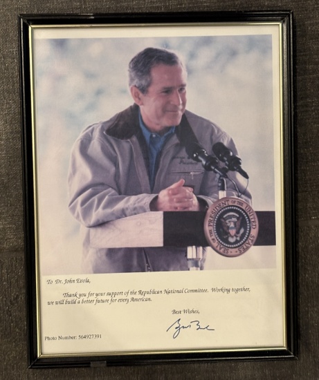 George W. Bush Signed Photo with RNC Thank You Message – Framed Political Collectible 9x11