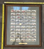 Framed 1936 Motor Cars Cigarette Card Set – Vintage Auto Collectible Display