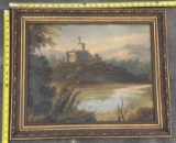 Decorative Castle Painting with Ornate Frame 25x20