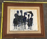 Signed Abstract Painting in Wooden Frame – Wall Decor 32x27.5