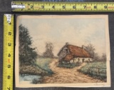 Vintage Country House Art Print Signed – Collectible 8.5x6.5
