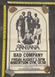Vintage Concert Poster – Santana + Bad Company at Robertson Gym – Collectible Rock Wall Art 14.5x23