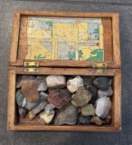 Small Wood Chest with Rock Collection