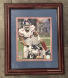 Osi Umenyiora #72 Signed Collectible Framed Photo – SB XLII (2008) Sack Over Tom Brady 14x16