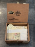 Wood Box of Postage Stamps – Vintage Collectible Stamp Lot