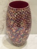 Decorative Mosaic Vase in Red and Gold Tones – Home Accent Piece