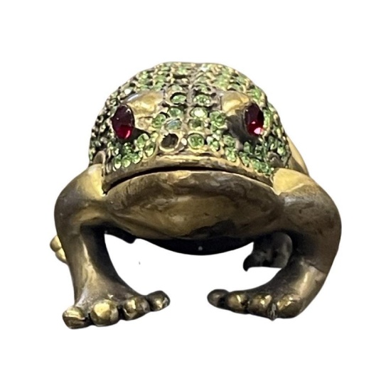 David Webb Ruby & Peridot Aged Gold Frog Paperweight